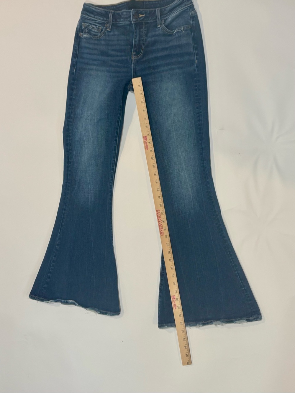 Buckle Black Super Flare Jeans Women’s 27x32 Dark Wash Raw Hem Bell Bottom Y2K - Picture 7 of 11